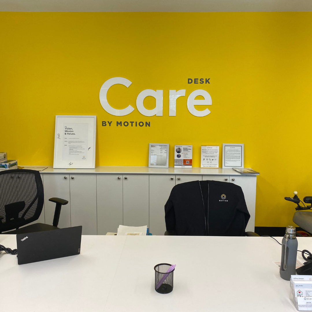 Yellow care desk in Red Deer.