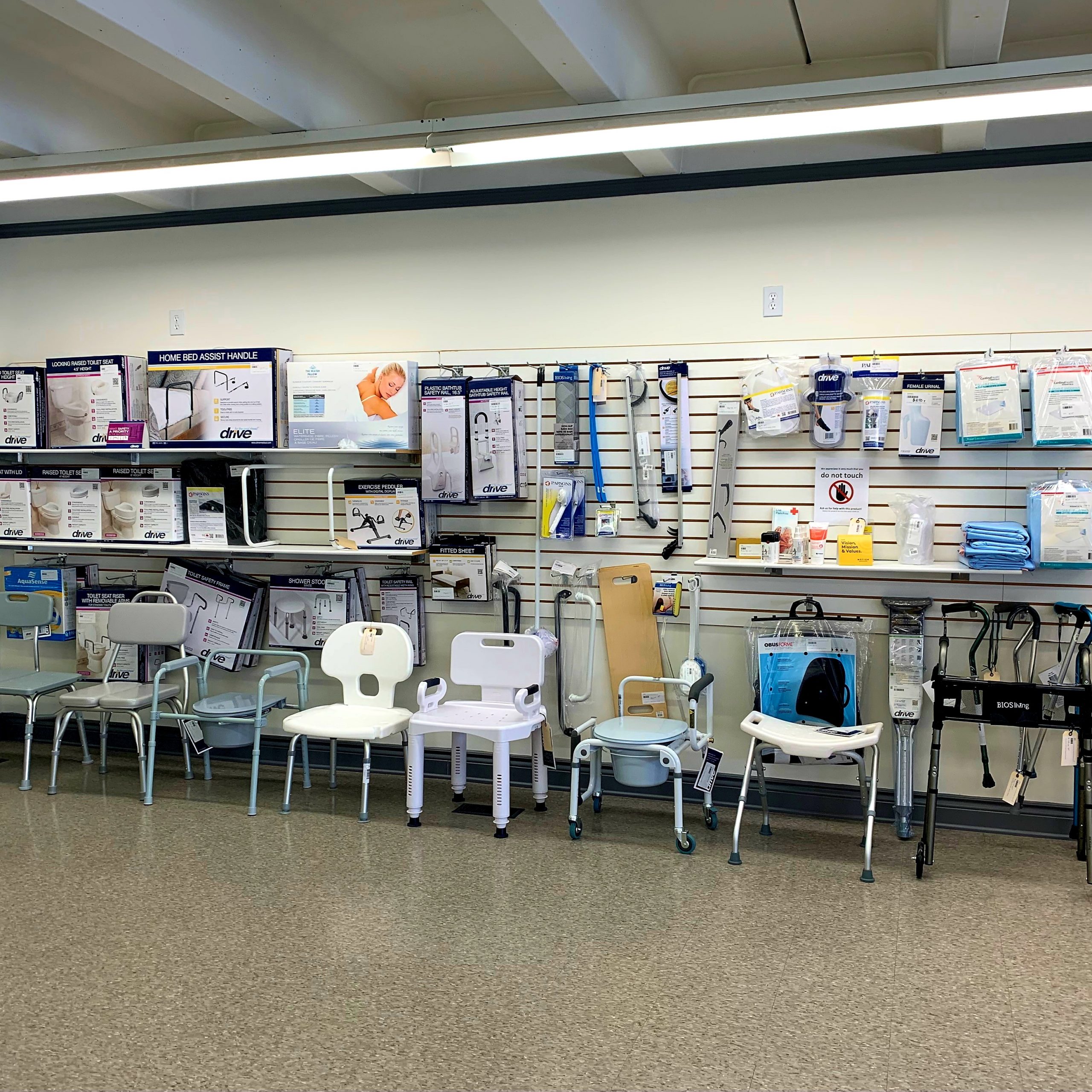 Belleville showroom - bathroom safety and cane display