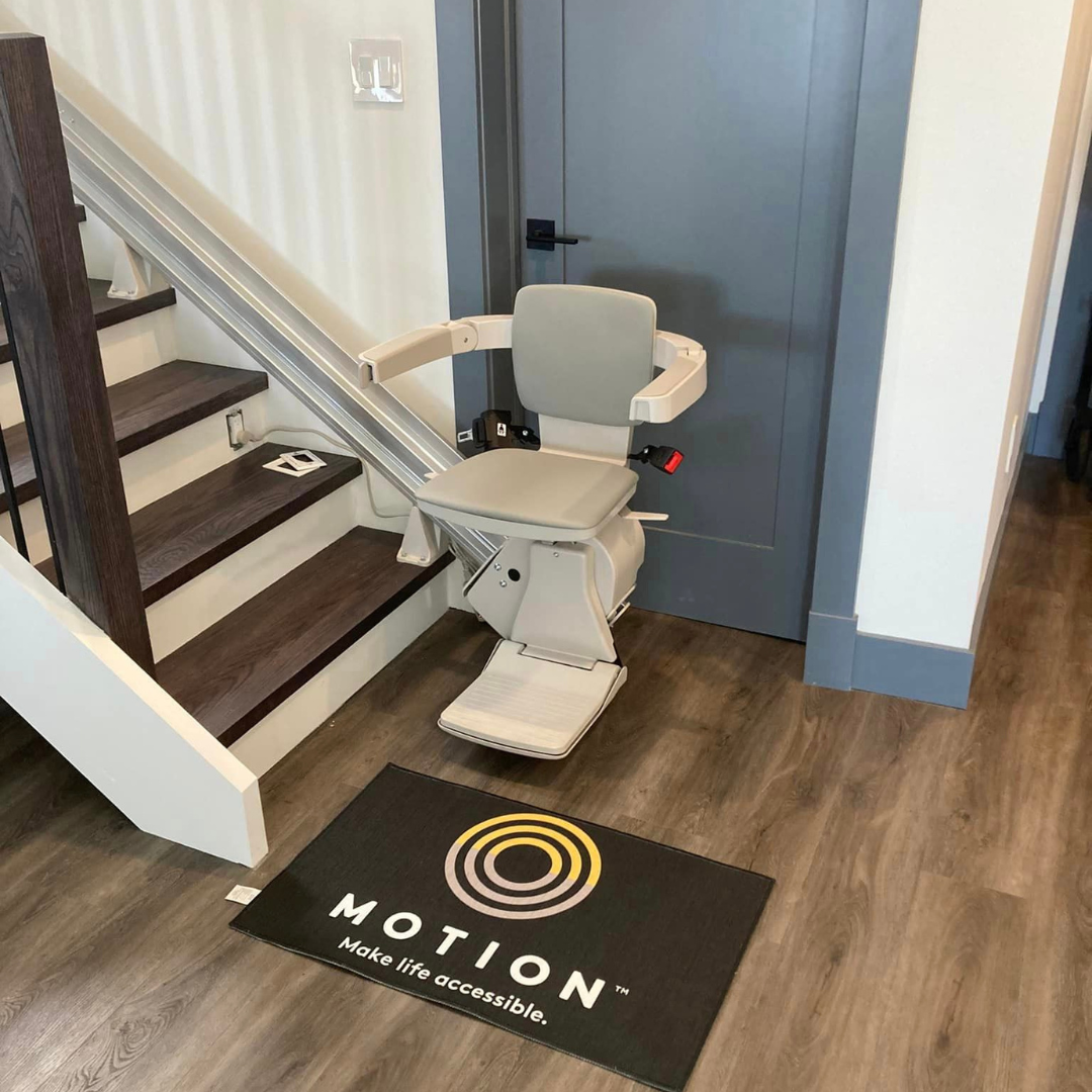 Grey stairlift with Motion mat.