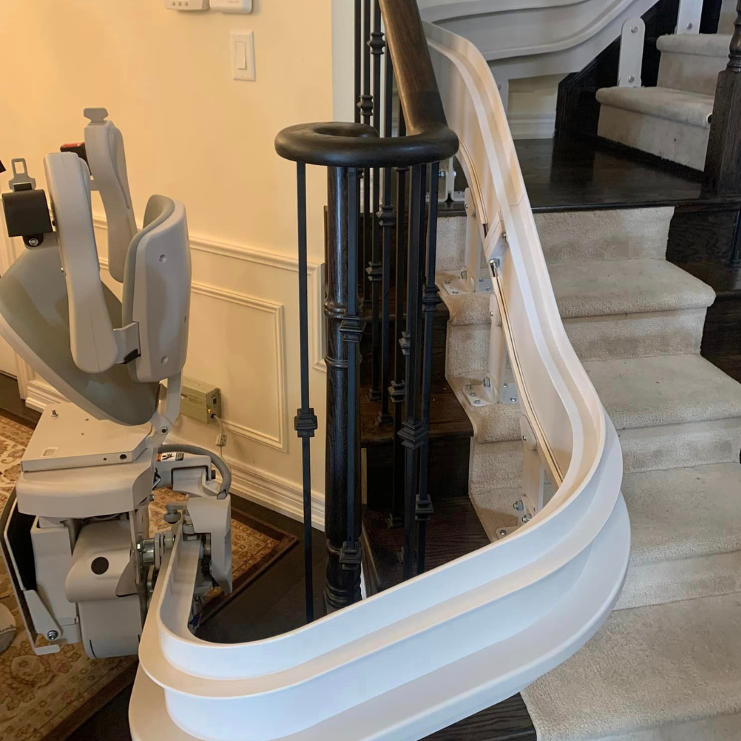 Grey stairlift install.